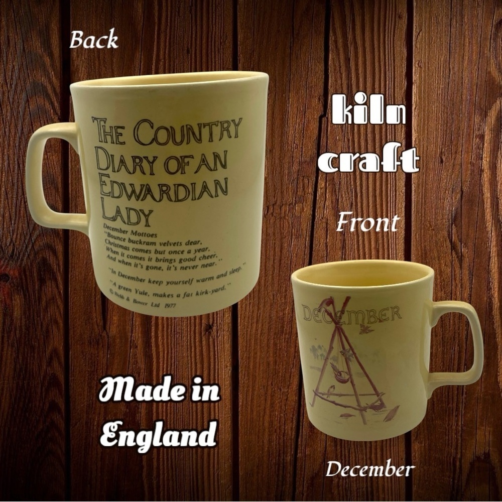 VTG Kiln Craft mug - "The Country Diary of an Edwardian Lady" - December Mottoes